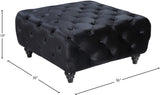 Chesterfield Velvet / Engineered Wood / Metal / Foam Contemporary Black Velvet Ottoman - 36" W x 36" D x 19" H