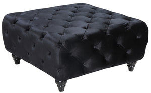 Chesterfield Velvet / Engineered Wood / Metal / Foam Contemporary Black Velvet Ottoman - 36" W x 36" D x 19" H