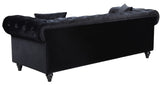 Chesterfield Velvet / Engineered Wood / Metal / Foam Contemporary Black Velvet Sofa - 90" W x 33" D x 30.5" H