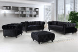 Chesterfield Velvet / Engineered Wood / Metal / Foam Contemporary Black Velvet Sofa - 90" W x 33" D x 30.5" H