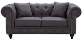 Chesterfield Linen Textured Fabric / Metal / Engineered Wood / Foam Contemporary Grey Linen Textured Loveseat - 71" W x 33" D x 30.5" H