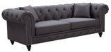 Chesterfield Linen Textured Fabric Contemporary Sofa