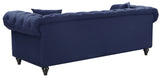 Chesterfield Linen Textured Fabric / Metal / Engineered Wood / Foam Contemporary Navy Linen Textured Loveseat - 71" W x 33" D x 30.5" H