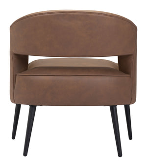Zuo Modern Berkeley 100% Polyester, Plywood, Steel Modern Commercial Grade Accent Chair Vintage Brown, Black 100% Polyester, Plywood, Steel