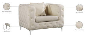 Scarlett Velvet / Engineered Wood / Metal / Foam Contemporary Cream Velvet Chair - 43" W x 35.5" D x 30.5" H