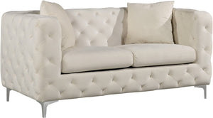 Scarlett Velvet / Engineered Wood / Metal / Foam Contemporary Cream Velvet Loveseat - 65.5" W x 35.5" D x 30.5" H
