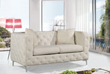 Scarlett Velvet / Engineered Wood / Metal / Foam Contemporary Cream Velvet Loveseat - 65.5" W x 35.5" D x 30.5" H