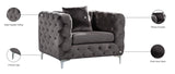 Scarlett Velvet / Engineered Wood / Metal / Foam Contemporary Grey Velvet Chair - 43" W x 35.5" D x 30.5" H