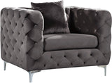 Scarlett Velvet / Engineered Wood / Metal / Foam Contemporary Grey Velvet Chair - 43" W x 35.5" D x 30.5" H