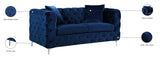 Scarlett Velvet / Engineered Wood / Metal / Foam Contemporary Navy Velvet Loveseat - 65.5" W x 35.5" D x 30.5" H