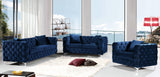 Scarlett Velvet / Engineered Wood / Metal / Foam Contemporary Navy Velvet Loveseat - 65.5" W x 35.5" D x 30.5" H