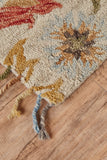 Abelia Tufted Suzani Wool Rug, Golden Olive/Vermillion, 8ft x 11ft Area Rug
