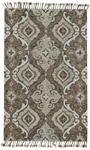 Abelia Tufted Suzani Wool Area Rug, Warm/Light Gray/Beige, 8ft x 11ft