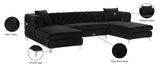 Gail Velvet / Engineered Wood / Metal / Foam Contemporary Black Velvet 3pc. Sectional - 127" W x 69.5" D x 30.5" H