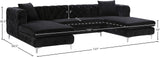 Gail Velvet / Engineered Wood / Metal / Foam Contemporary Black Velvet 3pc. Sectional - 127" W x 69.5" D x 30.5" H