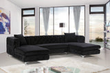 Gail Velvet / Engineered Wood / Metal / Foam Contemporary Black Velvet 3pc. Sectional - 127" W x 69.5" D x 30.5" H