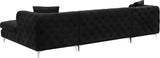 Gail Velvet / Engineered Wood / Metal / Foam Contemporary Black Velvet 3pc. Sectional - 127" W x 69.5" D x 30.5" H