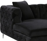 Gail Velvet / Engineered Wood / Metal / Foam Contemporary Black Velvet 3pc. Sectional - 127" W x 69.5" D x 30.5" H