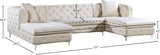 Gail Velvet / Engineered Wood / Metal / Foam Contemporary Cream Velvet 3pc. Sectional - 127" W x 69.5" D x 30.5" H