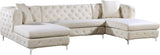 Gail Velvet / Engineered Wood / Metal / Foam Contemporary Cream Velvet 3pc. Sectional - 127" W x 69.5" D x 30.5" H