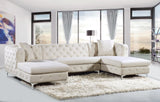 Gail Velvet / Engineered Wood / Metal / Foam Contemporary Cream Velvet 3pc. Sectional - 127" W x 69.5" D x 30.5" H