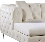 Gail Velvet / Engineered Wood / Metal / Foam Contemporary Cream Velvet 3pc. Sectional - 127" W x 69.5" D x 30.5" H