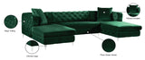 Gail Velvet / Engineered Wood / Metal / Foam Contemporary Green Velvet 3pc. Sectional - 127" W x 69.5" D x 30.5" H