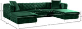 Gail Velvet / Engineered Wood / Metal / Foam Contemporary Green Velvet 3pc. Sectional - 127" W x 69.5" D x 30.5" H