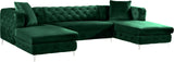 Gail Velvet / Engineered Wood / Metal / Foam Contemporary Green Velvet 3pc. Sectional - 127" W x 69.5" D x 30.5" H