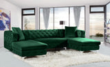 Gail Velvet / Engineered Wood / Metal / Foam Contemporary Green Velvet 3pc. Sectional - 127" W x 69.5" D x 30.5" H