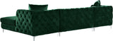 Gail Velvet / Engineered Wood / Metal / Foam Contemporary Green Velvet 3pc. Sectional - 127" W x 69.5" D x 30.5" H