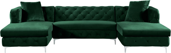 Gail Velvet / Engineered Wood / Metal / Foam Contemporary Green Velvet 3pc. Sectional - 127" W x 69.5" D x 30.5" H
