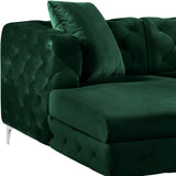 Gail Velvet / Engineered Wood / Metal / Foam Contemporary Green Velvet 3pc. Sectional - 127" W x 69.5" D x 30.5" H