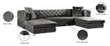 Gail Velvet / Engineered Wood / Metal / Foam Contemporary Grey Velvet 3pc. Sectional - 127" W x 69.5" D x 30.5" H