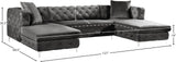 Gail Velvet / Engineered Wood / Metal / Foam Contemporary Grey Velvet 3pc. Sectional - 127" W x 69.5" D x 30.5" H