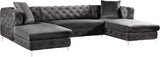 Gail Velvet / Engineered Wood / Metal / Foam Contemporary Grey Velvet 3pc. Sectional - 127" W x 69.5" D x 30.5" H