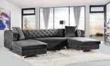 Gail Velvet / Engineered Wood / Metal / Foam Contemporary Grey Velvet 3pc. Sectional - 127" W x 69.5" D x 30.5" H