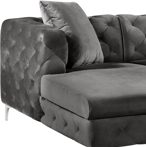 Gail Velvet / Engineered Wood / Metal / Foam Contemporary Grey Velvet 3pc. Sectional - 127" W x 69.5" D x 30.5" H