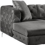 Gail Velvet / Engineered Wood / Metal / Foam Contemporary Grey Velvet 3pc. Sectional - 127" W x 69.5" D x 30.5" H