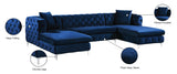 Gail Velvet / Engineered Wood / Metal / Foam Contemporary Navy Velvet 3pc. Sectional - 127" W x 69.5" D x 30.5" H