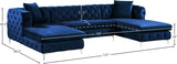 Gail Velvet / Engineered Wood / Metal / Foam Contemporary Navy Velvet 3pc. Sectional - 127" W x 69.5" D x 30.5" H