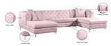 Gail Velvet / Engineered Wood / Metal / Foam Contemporary Pink Velvet 3pc. Sectional - 127" W x 69.5" D x 30.5" H