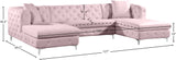 Gail Velvet / Engineered Wood / Metal / Foam Contemporary Pink Velvet 3pc. Sectional - 127" W x 69.5" D x 30.5" H