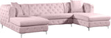 Gail Velvet / Engineered Wood / Metal / Foam Contemporary Pink Velvet 3pc. Sectional - 127" W x 69.5" D x 30.5" H