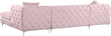 Gail Velvet / Engineered Wood / Metal / Foam Contemporary Pink Velvet 3pc. Sectional - 127" W x 69.5" D x 30.5" H