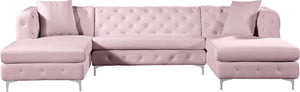 Gail Velvet / Engineered Wood / Metal / Foam Contemporary Pink Velvet 3pc. Sectional - 127" W x 69.5" D x 30.5" H