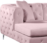 Gail Velvet / Engineered Wood / Metal / Foam Contemporary Pink Velvet 3pc. Sectional - 127" W x 69.5" D x 30.5" H