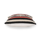 Goodhue Boho Handcrafted Fabric Pillow Cover, Black, Red, and Beige Noble House