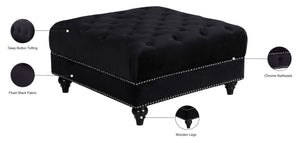 Sabrina Velvet / Engineered Wood / Metal / Foam Contemporary Black Velvet Ottoman - 34.5" W x 34.5" D x 18.5" H