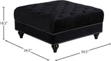 Sabrina Velvet / Engineered Wood / Metal / Foam Contemporary Black Velvet Ottoman - 34.5" W x 34.5" D x 18.5" H